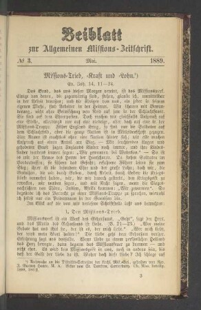Beiblatt N° 3. Mai. 1889