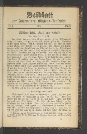 Beiblatt N° 3. Mai. 1889