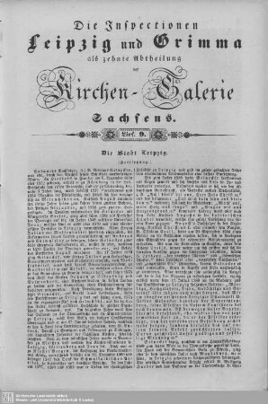 Die Stadt Leipzig, Parochie Obernitzschka, (Beschluß) Wahren, Lindenthal, Parochie Beucha : 9. Lieferung