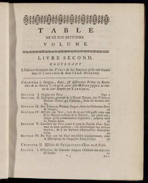 Table de ce Dix-Septieme Volume.