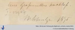 [Provenienz]: Schulze, Marie
