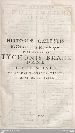HISTORIAE CAELESTIS ... LIBER NONUS ...