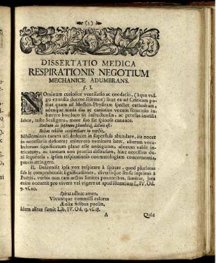 Dissertatio Medica Respirationis Negotium Mechanice Adumbrans.