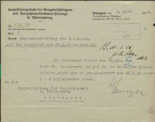 Unterstützungskasse des Landwehr-Inf. Reg. Nr. 124
