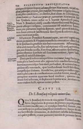 Caput IX. De S. Bonifacij reliquiis minoribus.