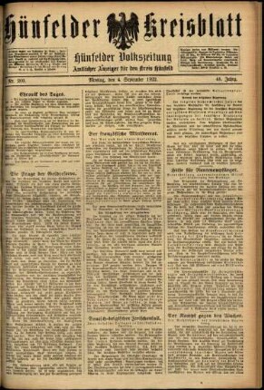 Ausgabe vom Montag, den 04. September 1922.