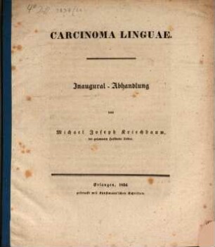 Carcinoma linguae : Inaugural-Abhandlung