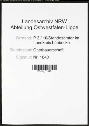 Sterberegister Standesamt Oberbauerschaft