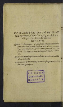 Commentariorum de praesumptionibus
