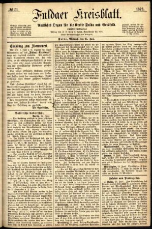 Ausgabe vom Mittwoch, den 25. Juni 1873.