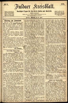 Ausgabe vom Mittwoch, den 25. Juni 1873.