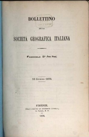 Bollettino della Società Geografica Italiana : BSGI. 5. 1870