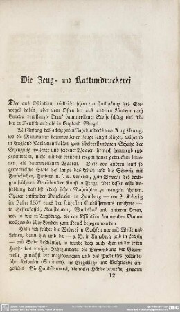 Die Zeug- und Kattundruckerei