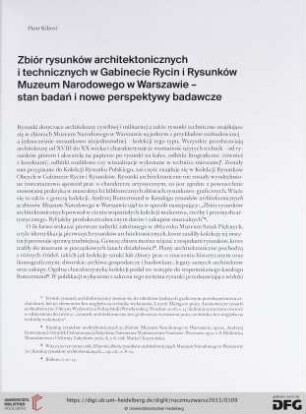 Zbiór rysunków architektonicznych i technicznych w Gabinecie Rycin i Rysunków Muzeum Narodowego w Warszawie - stan badań i nowe perspektywy badawcze