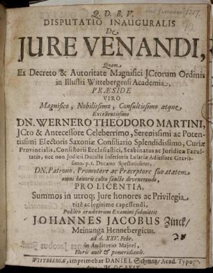 Disputatio Inauguralis De Iure Venandi