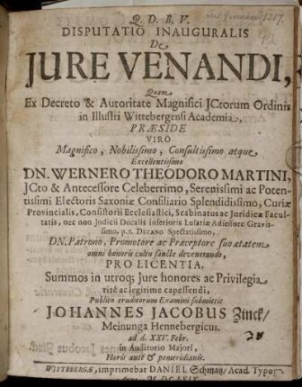 Disputatio Inauguralis De Iure Venandi