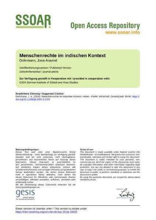 Menschenrechte im indischen Kontext
