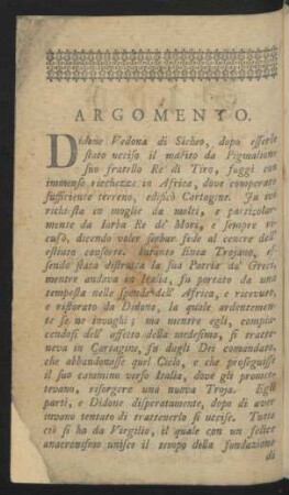 Argomento. = Inhalt des Trauerspiels
