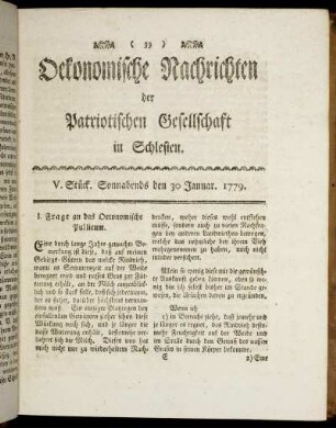 V. Stück. Sonnabends den 30 Januar. 1779.