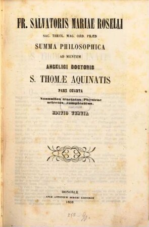 Summa philosophica ad mentem angelici doctoris S. Thomae Aquinatis, 4