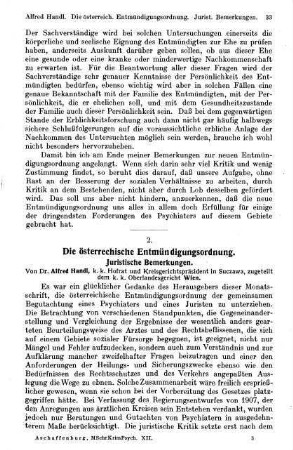 33-65, Die österreichische Entmündigungsordnung. Juristische Bemerkungen