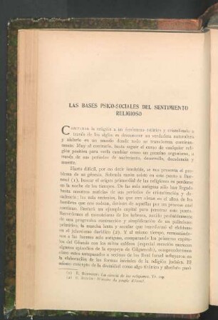 Las bases psico-sociales del sentimiento religioso