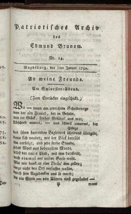 Nr. 14. Magdeburg, den 7ten Januar 1792