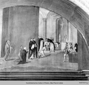 Ausmalung des Studiolo : Lünetten mit Szenen aus dem Leben des Heiligen Guido Della Gherardesca : Investitur des Heiligen