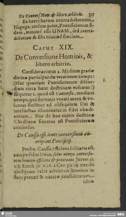 Caput XIX. De Conversione Hominis, & libero arbitrio