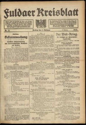 Ausgabe vom Freitag, den 09. Februar 1917.
