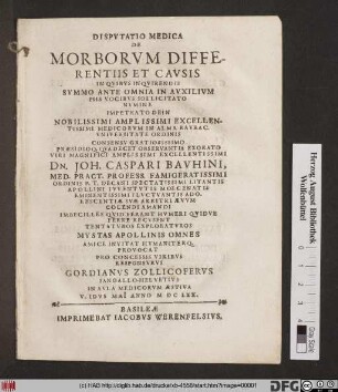 Disputatio Medica De Morborum Differentiis Et Causis ...