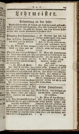 Lehrmeister. Erinnerung an den Leser