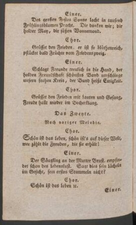 Das Zweyte. Nach voriger Melodie.