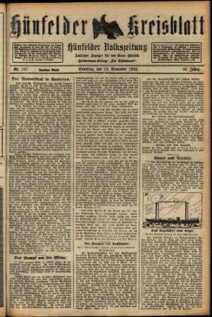 Zweite Ausgabe vom Samstag, den 15. November 1924.