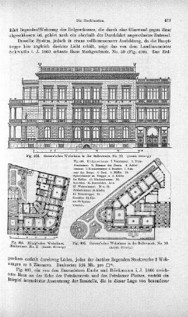 Fig. 404. Gerson'sches Wohnhaus in der Bellevuestr. No. 10 ; Abbildung: Fig. 405. Hitzig'sches Wohnhaus, Hundersinastr. No. 2 ; Abbildung: Fig. 406. Gerson'sches Wohnhaus in der Bellevuestr. No. 10