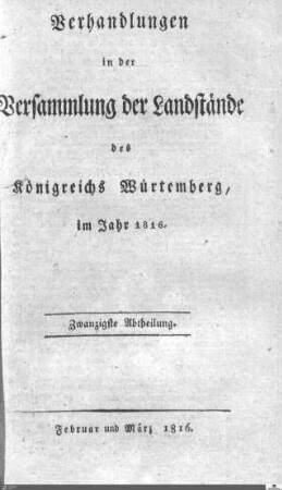 39: Ständeversammlung, Protokolle, 1816, Bd. 20