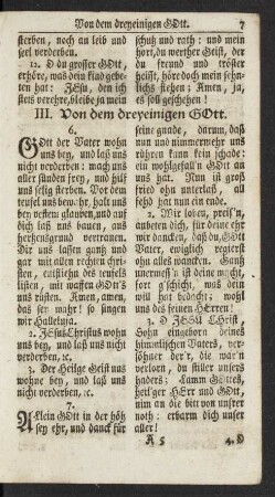 III. Von dem dreyeinigen Gott