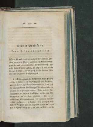 Neunte Vorlesung. Das Pflanzenreich
