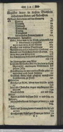 Register derer in diesem Büchlein enthaltenen Gebete und Andachten