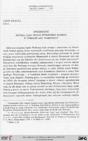 46.1998: Mnemosyne : sztuka jako organ społecznej pamięci w pismach Aby Warburga