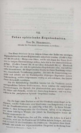 VII. Ueber sphärische Kegelschnitte.
