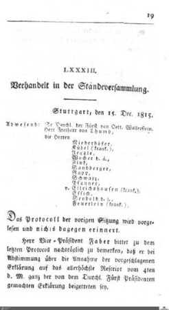 83. Sitzung, Stuttgart, 15.12.1815