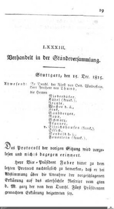 83. Sitzung, Stuttgart, 15.12.1815