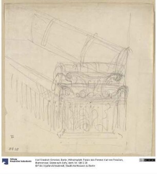 Berlin, Wilhelmplatz. Palais des Prinzen Karl von Preußen, Marmorsaal. Skizze zum Sofa