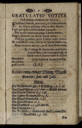 Resolvierung einiger Müntz/ Maaß/ Gewicht/ Zeit/ und Zahl.