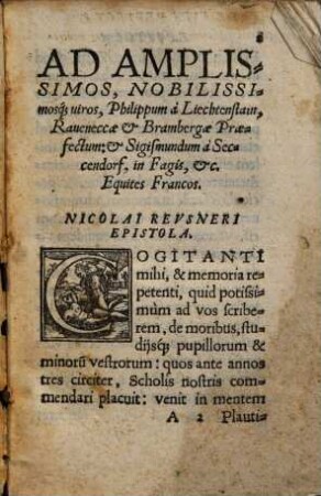 Nicolai Revsneri Ivrisconsvlti, Oratio De Militia Christiana, siue de uita perfecta