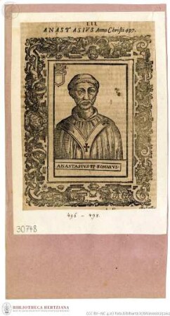 Frenzel, Römische Kirchen-Historien (...) . Teil I. [Leipzig]: Groß, 1600., Anastasius, Papst, Porträt