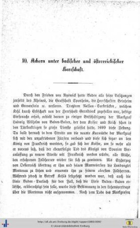 Achern unter badischer und österreichischer Herrschaft.
