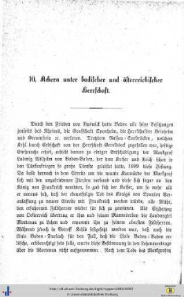 Achern unter badischer und österreichischer Herrschaft.
