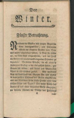 Der Winter. Fünfte Betrachtung.